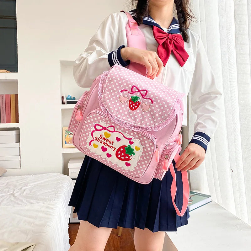 Preppy Style Children's School Bags Dot Backpack for Teenage Girls