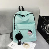 Preppy Style Pendant School Bags Teenage Girl Travel Backpack Women