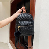 Preppy Style Lattice Pattern PU Leather Knapsacks Casual Women Handbag Rucksacks