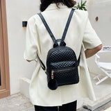 Preppy Style Lattice Pattern PU Leather Knapsack