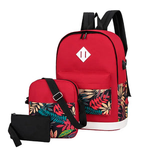 Preppy Style Nylon Letter Crossbody Bag Women Waterproof Backpack Set