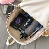 Preppy Style Waterproof Nylon Women Backpack Schoolbag Plaid Travel Bckpack