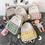 Preppy Style Waterproof Nylon Women Backpack Schoolbag Plaid Travel Bckpack