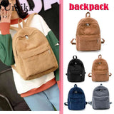 Preppy Style Corduroy School Backpack Women Large Capacity Rucksack