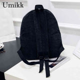 Preppy Style Corduroy School Backpack Women Large Capacity Rucksack