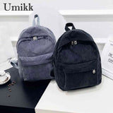 Preppy Style Corduroy School Backpack Women Large Capacity Rucksack