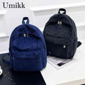 Preppy Style Corduroy School Backpack Women Large Capacity Rucksack