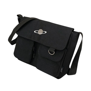 Preppy Style Canvas Cross Bag Reusable Eco-Friendly Casual Satchel Bag