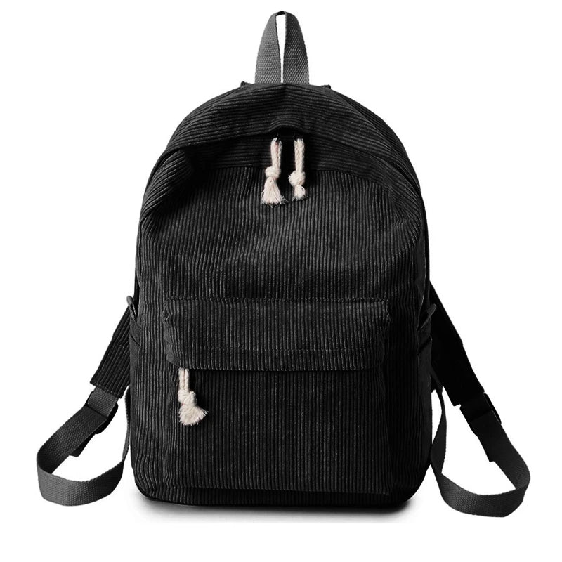 Preppy Style Soft Backpack Female Anti-Theft Corduroy School Lightweight