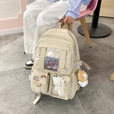 Preppy Style Nylon School Bags Large Capacity Zipper Daypacks