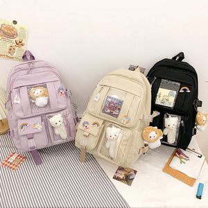 Preppy Style Nylon School Bags Large Capacity Zipper Daypacks
