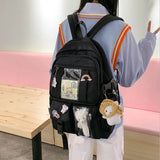 Preppy Style Nylon School Bags Large Capacity Zipper Daypacks