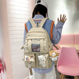 Preppy Style Multi-pocket Women Backpack Large Capacity Laptop Bags