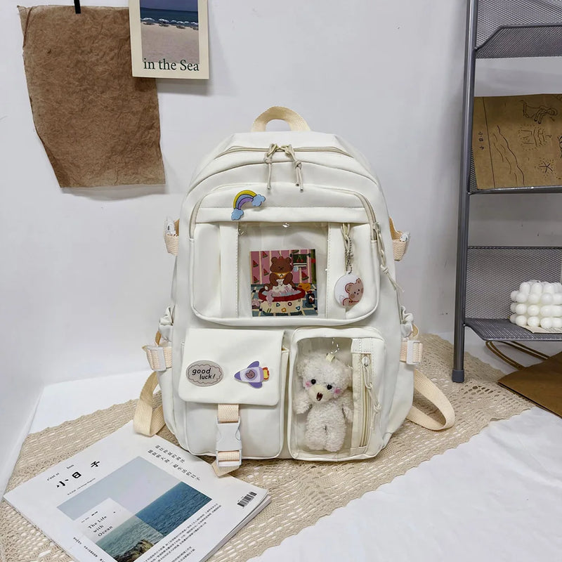 Preppy Style Nylon Women Backpack College Laptop Bookbags
