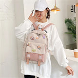 Preppy Style Women Backpack Contrast Nylon Knapsack