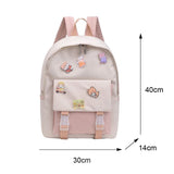 Preppy Style Women Backpack Contrast Nylon Knapsack