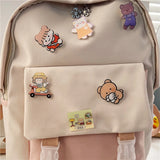 Preppy Style Women Backpack Contrast Nylon Knapsack