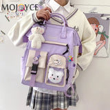 Preppy Style Contrast Backpack Large Capacity School Bag