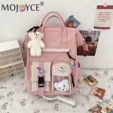 Preppy Style Contrast Backpack Large Capacity School Bag