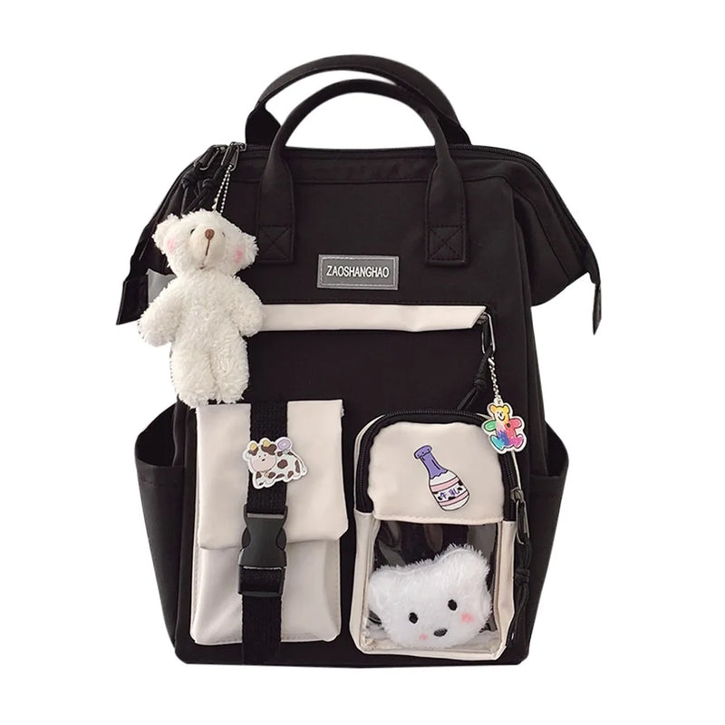 Preppy Style Contrast Backpack Large Capacity School Bag