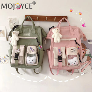 Preppy Style Contrast Backpack Large Capacity School Bag