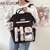 Preppy Style Contrast Backpack Large Capacity School Bag