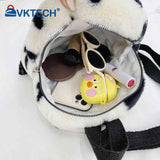 Preppy Style Women Flowers Printing Plush Backpack Casual Ladies Small Knapsack