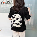 Preppy Style Women Flowers Printing Soft Plush Backpack