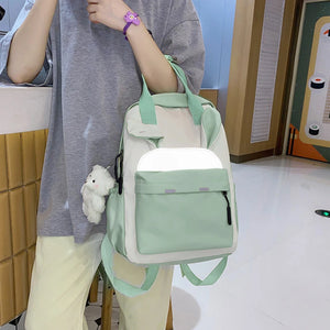 Preppy Style Women Handbags Travel Contrast Knapsack Teenage Girl Rucksack