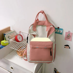 Preppy Style Women Handbags Travel Contrast Knapsack Teenage Girl Rucksack