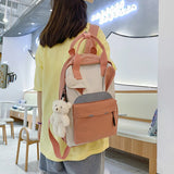 Preppy Style Women Handbags Travel Contrast Knapsack Teenage Girl Rucksack