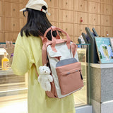 Preppy Style Women Handbags Travel Contrast Knapsack Teenage Girl Rucksack