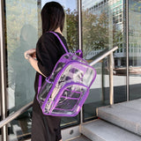 Preppy Style Women Layers Rucksack Clear Large Capacity PVC Schoolbag