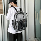 Preppy Style Women Layers Rucksack Clear Large Capacity PVC Schoolbag