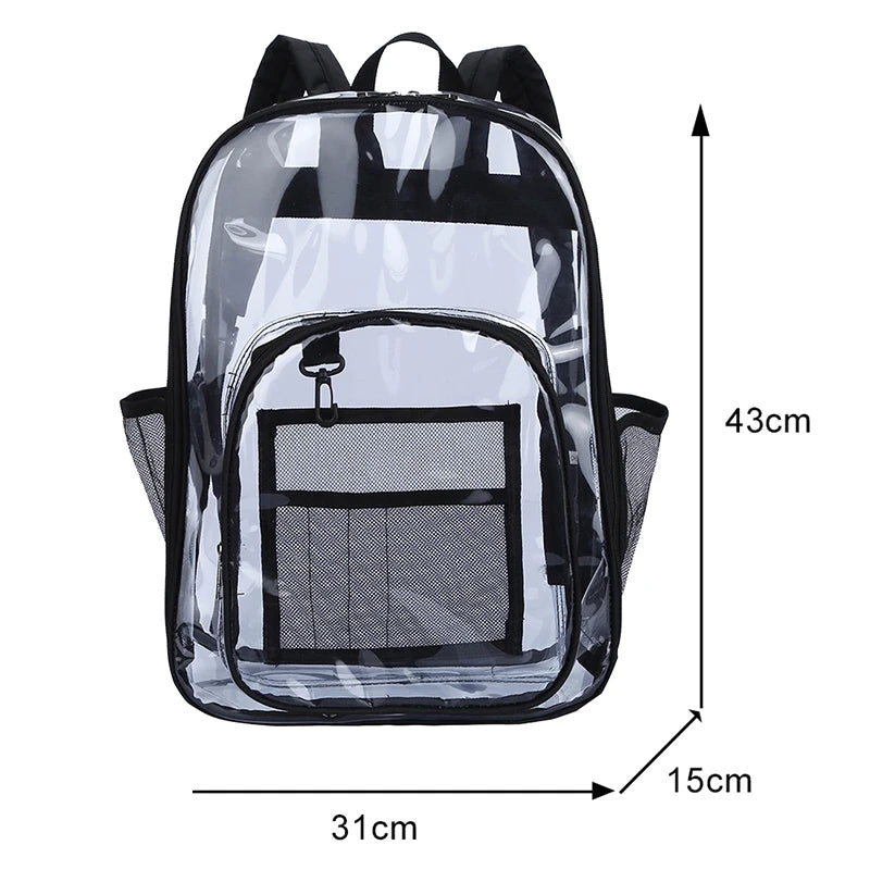 Preppy Style Women Layers Rucksack Clear Large Capacity PVC Schoolbag