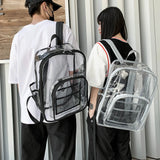 Preppy Style Women Layers Rucksack Clear Large Capacity PVC Schoolbag