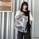 Preppy Style Women Layers Rucksack Clear Large Capacity PVC Schoolbag
