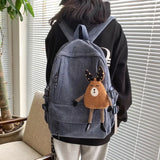 Preppy Retro Corduroy Solid Backpack Junior School Student Schoolbag