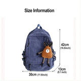 Preppy Retro Corduroy Solid Backpack Junior School Student Schoolbag