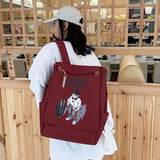 Preppy Women Student school bags Japanese Cartoon Anime Print Canvas backpacks
