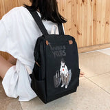 Preppy Women Student school bags Japanese Cartoon Anime Print Canvas backpacks
