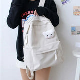 Preppy Solid Women Backpack for Teenage Girl