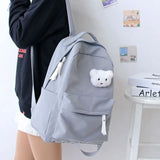 Preppy Solid Women Backpack for Teenage Girl