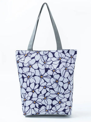 Floral Print Casual Tote Bag Large Capacity Shoulder Bags Lady Shopping Bag