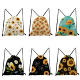 Backpack Sunflower Printed Drawstring Bags Large Capacity Shoe Bag
