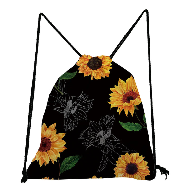 Backpack Sunflower Printed Drawstring Bags Large Capacity Shoe Bag