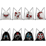 Rose Printed Drawstring Backpack for Students