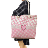 Portable Women Shopping Bags Foldable Tote Bags Cartoon Lady Shoulder Bag