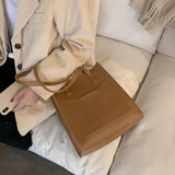 Solid Shoulder Bag Smooth Zipper Big Handbag