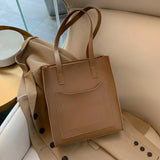 Solid Shoulder Bag Smooth Zipper Big Handbag